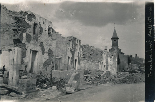 Photo Marbotte Meuse, destruction village argentique époque 1913 eglise