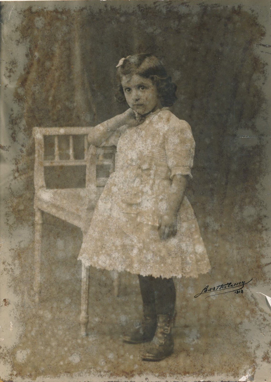 Portrait fillette oxydation photo photographie signée Barthelemy