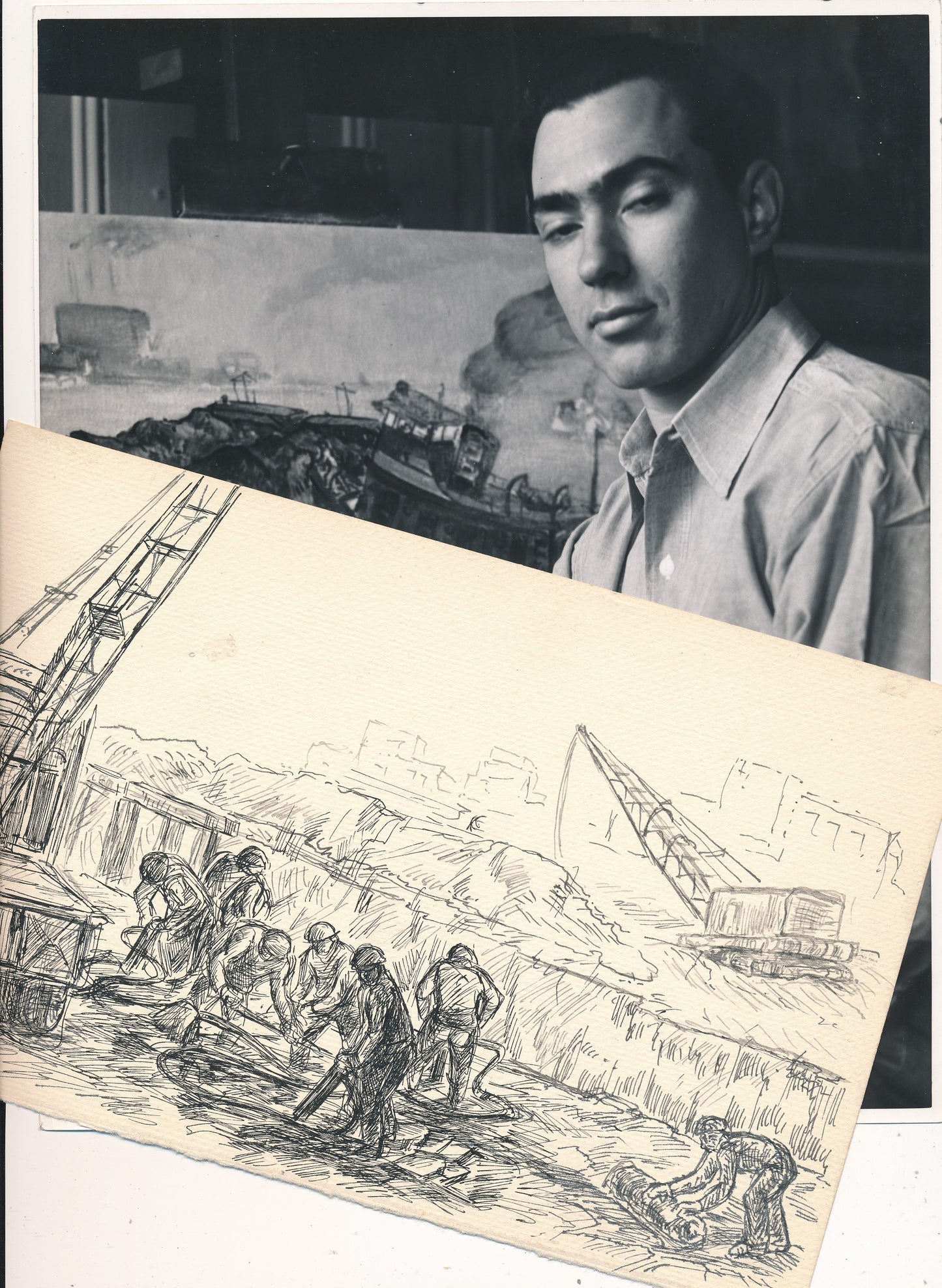 Thomas Frey photographie d'époque et un dessin peintre dessinateur céramiste