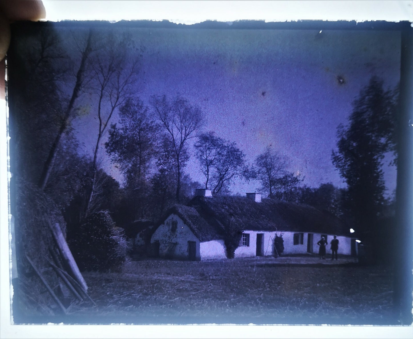 3 autochrome maison toit chaume Normandie 9 x 12 cm photo photographie