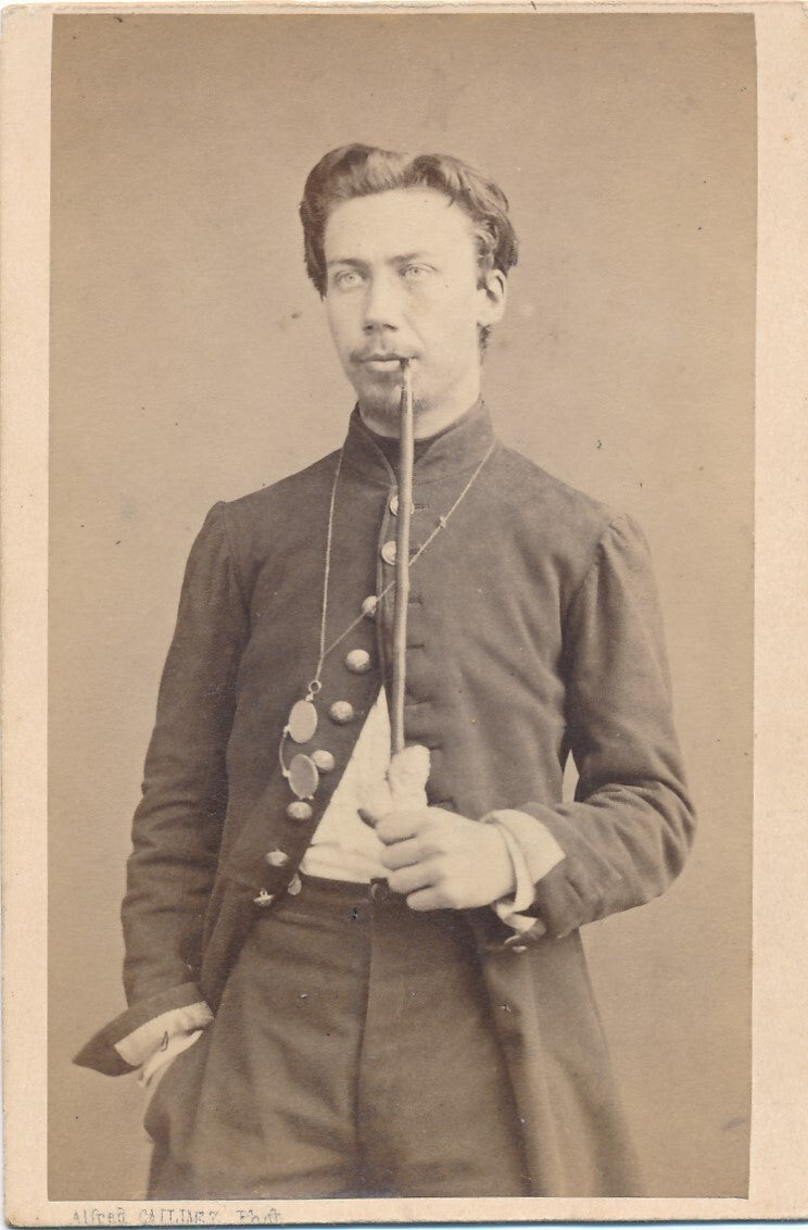 Aimé Hutter homme pipe cdv albumine photo photographie Caillez 1863 carte visite