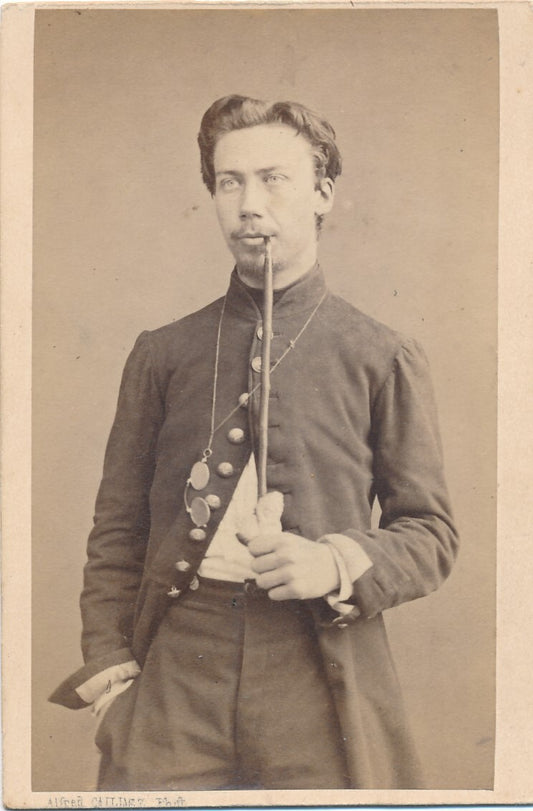 Aimé Hutter homme pipe cdv albumine photo photographie Caillez 1863 carte visite