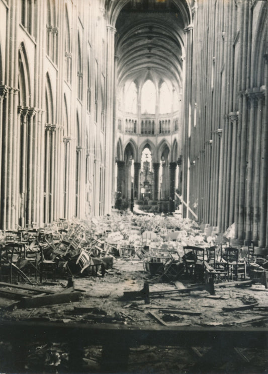 Rouen ville martyre intérieur cathédrale tirage argentique époque presse
