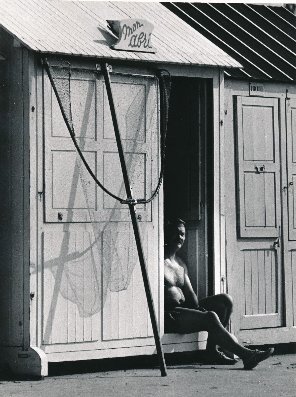 Mon abri  vacances mer photo photographie tirage argentique v. 1960 cabine