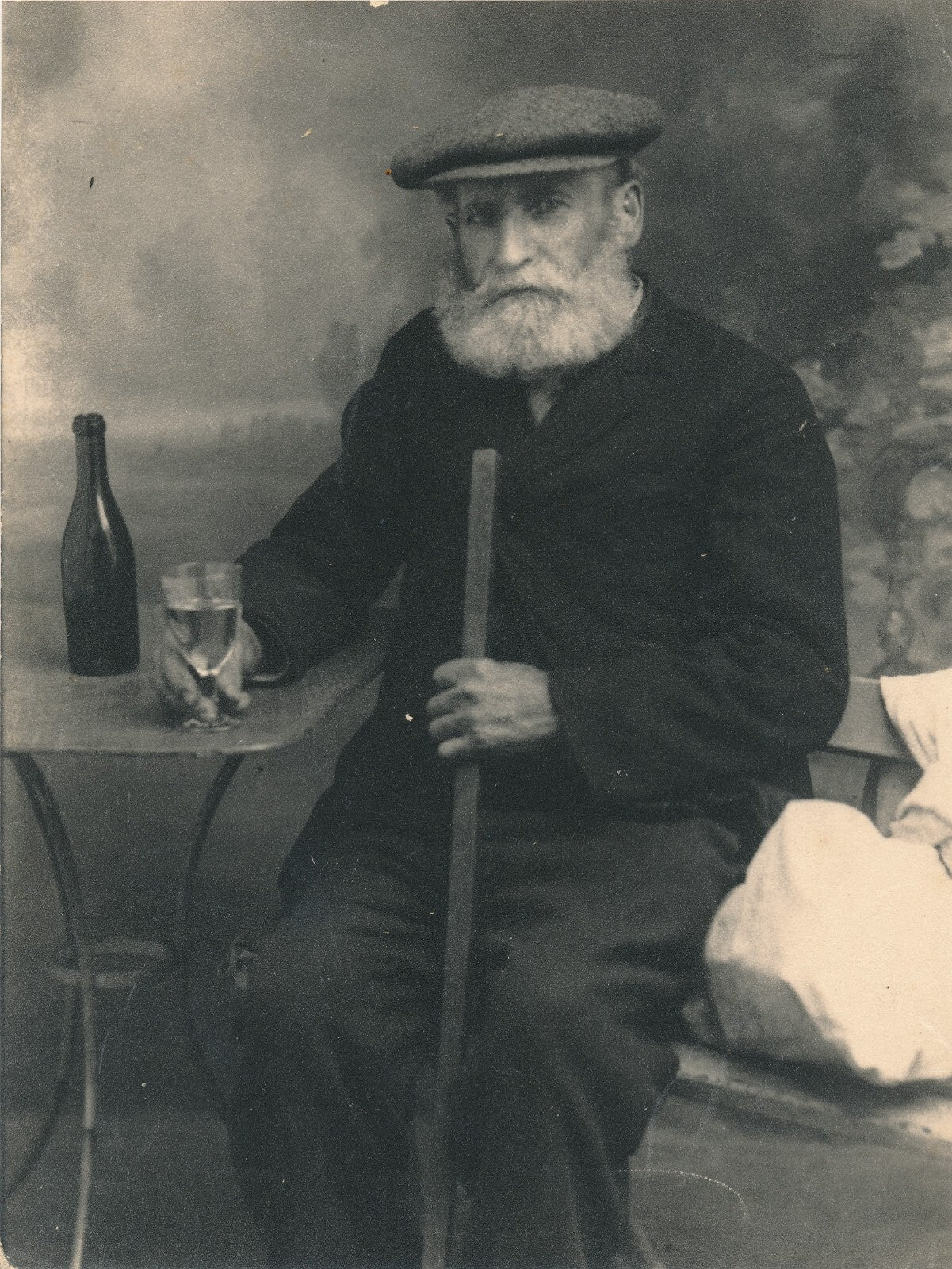 Portrait homme argentique papier velours photo photographie v. 1920-1930 barbe