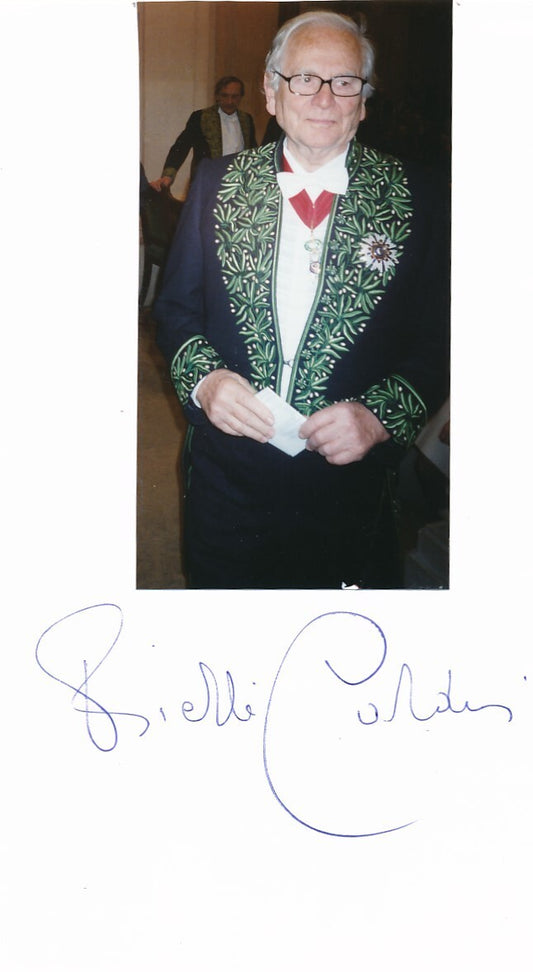 Pierre CARDIN signature autographe au-dessous d'un montage photo