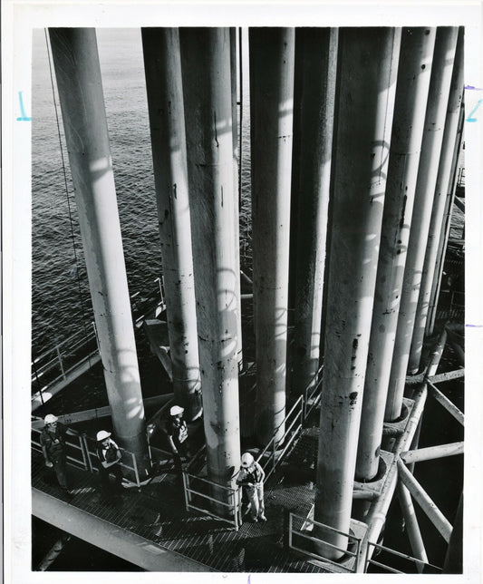 mer industrie pétrole Tenneco West Cameron photo argentique époque v. 1970