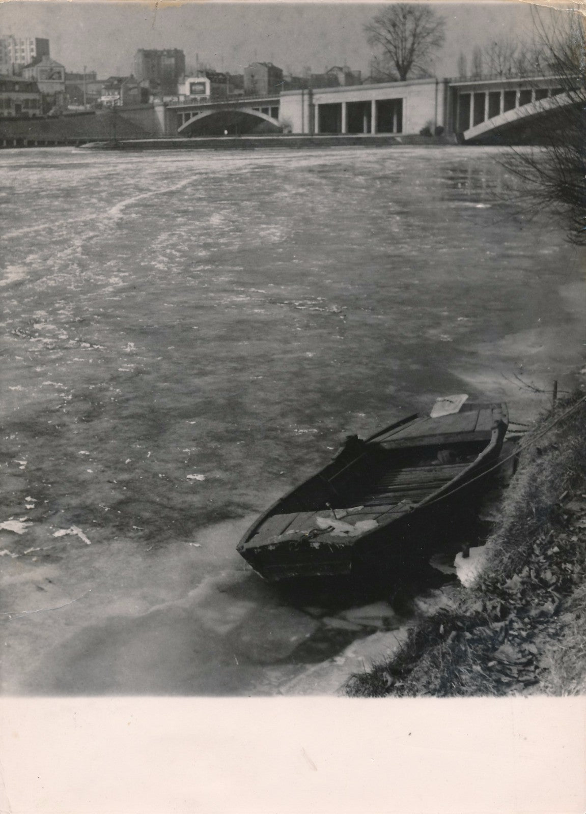 Marne hiver gèle tirage argentique d’époque 1954 photographie