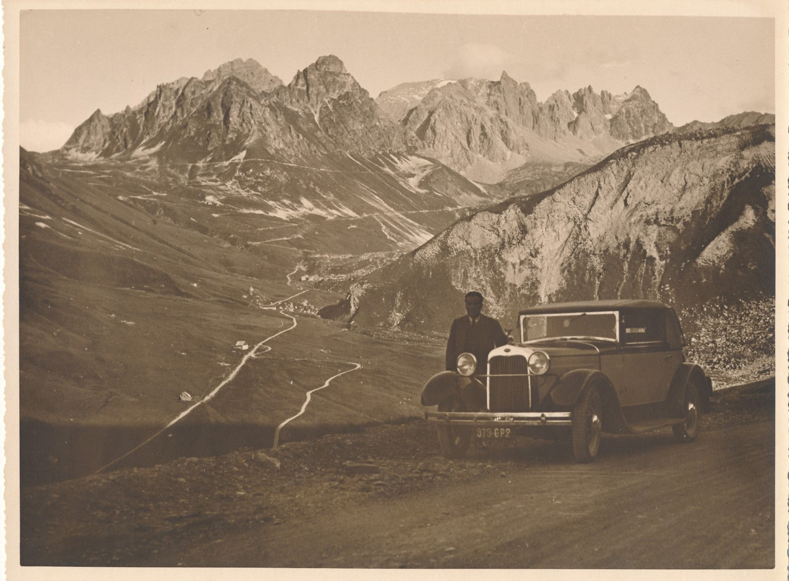 Unic ? montagne Galibier 1932 tirage sépia époque photographie photo