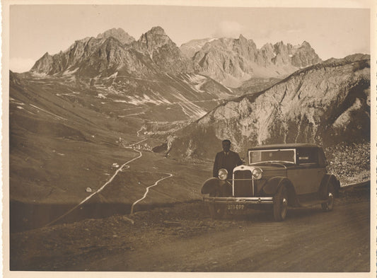 Unic ? montagne Galibier 1932 tirage sépia époque photographie photo